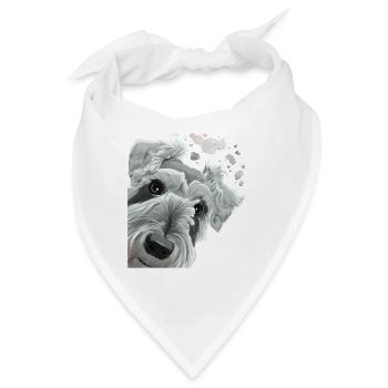 Neugieriger Schnauzer Hund - Bandana - Weiß - Vorne