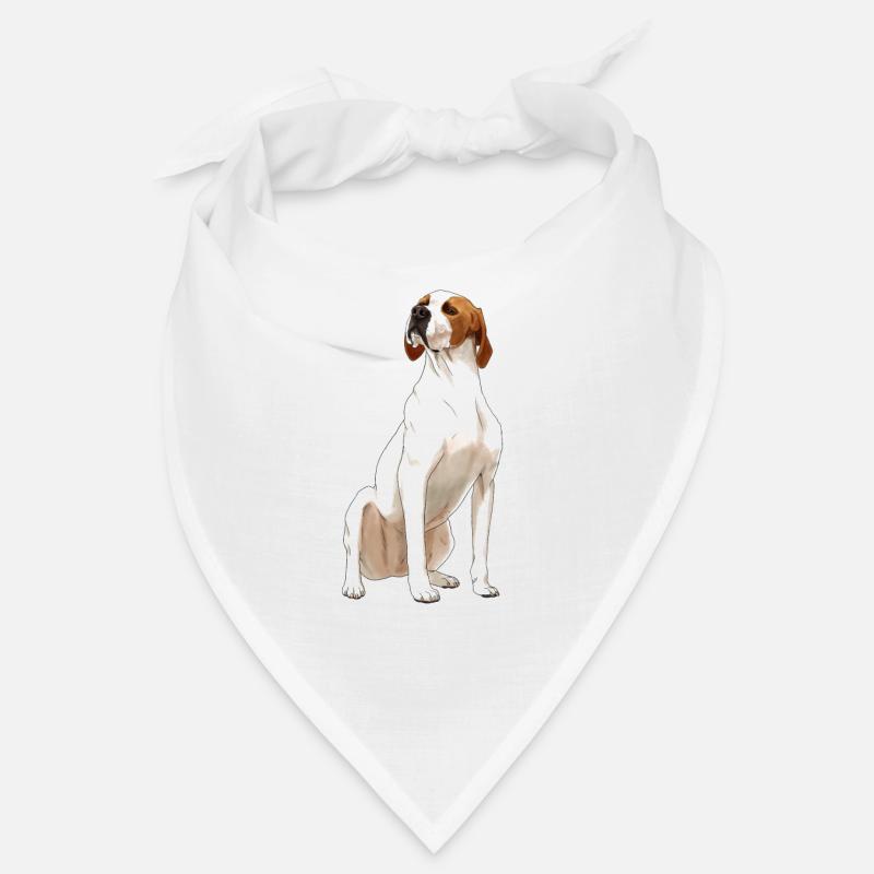 Sitzender English Pointer Hund - Bandana - Weiß
