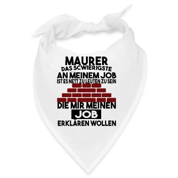 Maurer Handwerker Handwerk Beruf Geschenk - Bandana - Weiß - Vorne