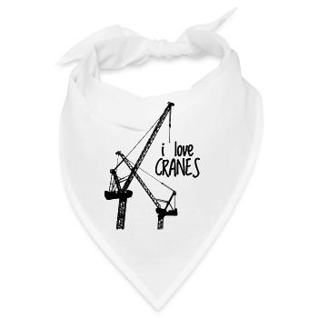 Ich liebe Kräne Kran Kranführer Baustelle Geschenk - Bandana - Weiß - Vorne
