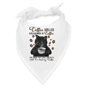 Black Cat Drinking Coffee Funny Coffee T Shirt - Bandana - Weiß - Vorne