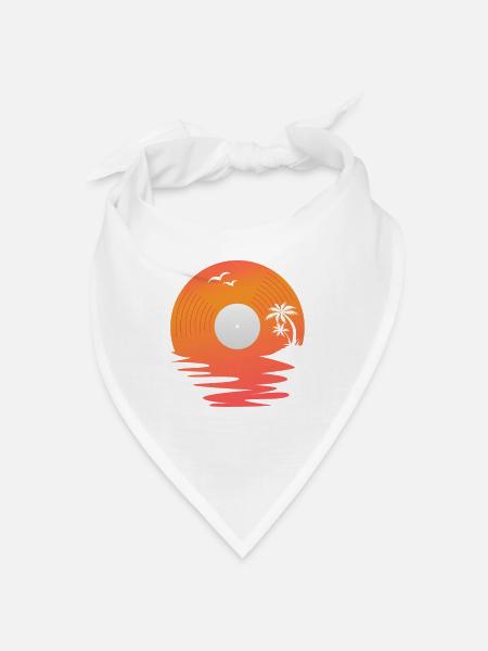 Vinyl Record Retro Sea Sunset DJ Gift - Bandana - white