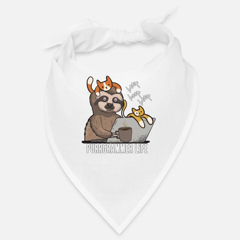 Cadeau d'informatique de programmeur de chat drôle - Bandana - blanc