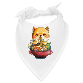 Kawaii Shiba Inu Nudeln Netter Hund Ramen Otaku Weea - Bandana - Weiß - Vorne