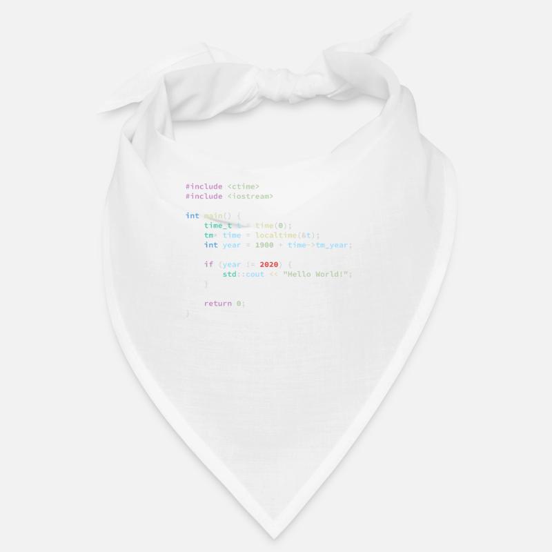 Hello World 2020 in C++ Programming Language, Code - Bandana - Weiß