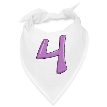 Nummer 4 Zahl Ziffer - Bandana - Weiß - Vorne