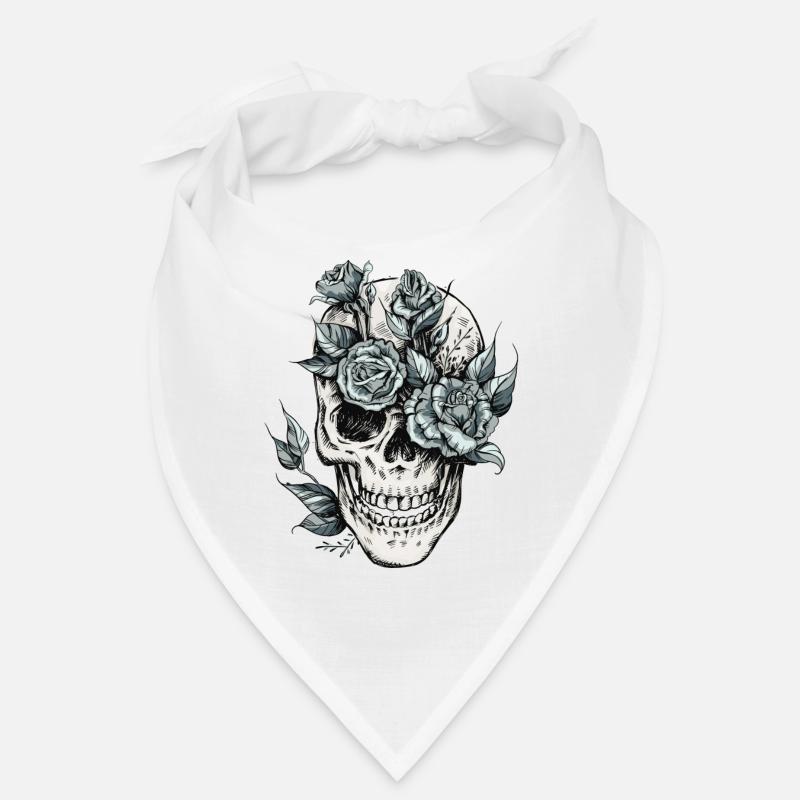 Totenkopf Schädel Skull mit Blumen Geschenkidee Bandana