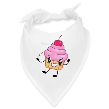 Cupcake Muffin Comicfigur Musik - Bandana - Weiß - Vorne