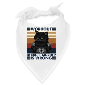 Workout Because Murder Is Wrong Vintage Black Cat - Bandana - Weiß - Vorne