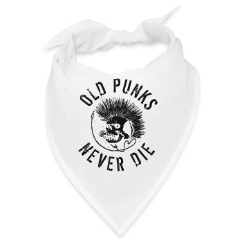 Old Punks Never Die - Born To Rock - Stay Punk - Bandana - Weiß - Vorne