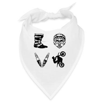 Supercross Motocross LOVE Dirtbike Geschenkidee - Bandana - Weiß - Vorne