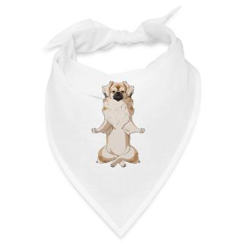 Meditierender TibetSpaniel Hund - Bandana - Weiß - Vorne