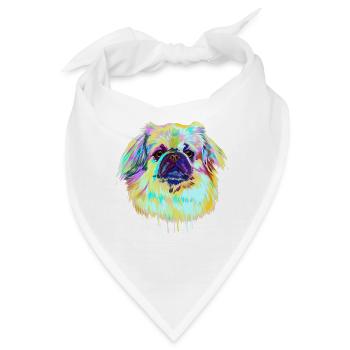 Splash TibetSpaniel Hund - Bandana - Weiß - Vorne