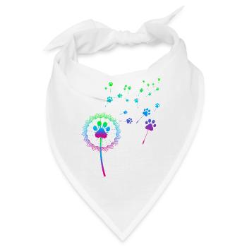 Hunde Design mit “ Pusteblume “ Hunde Motiv - Bandana - Weiß - Vorne