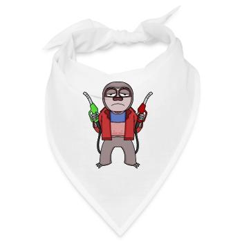 Tankwart Faultier Tankstelle - Bandana - Weiß - Vorne