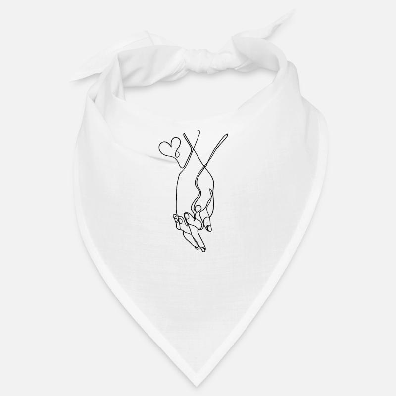 One Line Drawing Händchen halten Single Art Bandana