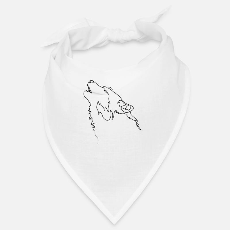 One Line Drawing Wolf Single Art Bandana