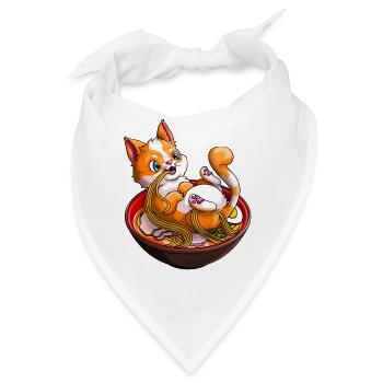 Ramen Nudeln Katzenliebhaber Kawaii Japanisches Anime Geschenk - Bandana - Weiß - Vorne