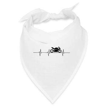Motorrad Motorradsport Herzschlag Heartbeat Puls - Bandana - Weiß - Vorne