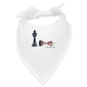 Metallische Schachfiguren Abbildung mit Inschrift - Bandana - Weiß - Vorne