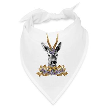 goldener Rehbock als Trachtenmotiv für die Wiesn - Bandana - Weiß - Vorne