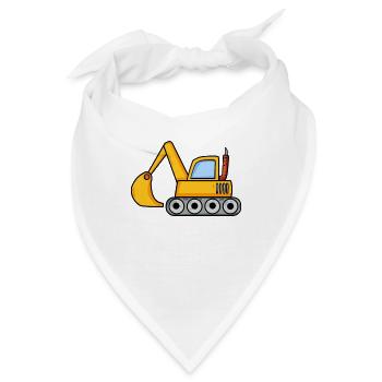 Bagger Baustelle Fahrzeug - Bandana - Weiß - Vorne