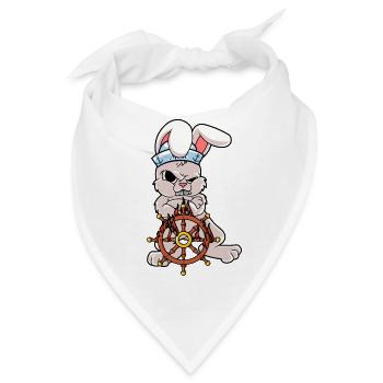 Maritim Steuermann Seemann Hase Nautik feurig Ahoi - Bandana - Weiß - Vorne