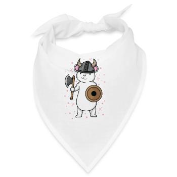 Kaninchen als Wikinger mit Helm und Schild - Bandana - Weiß - Vorne