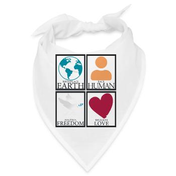 Geburtsort Erde Mensch Freiheit Liebe Frieden - Bandana - Weiß - Vorne