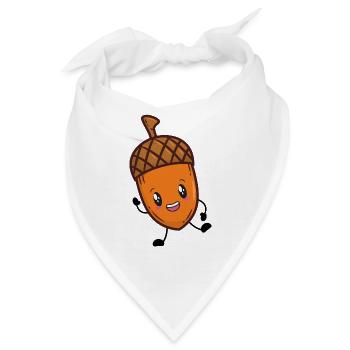 Eichel Eiche Herbst - Bandana - Weiß - Vorne