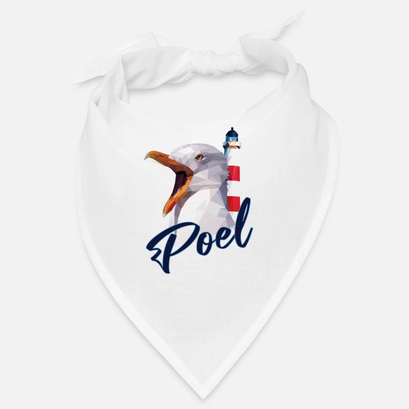 Insel Poel - Leuchtturm Möwe - Souvenir Geschenk - Bandana - Weiß