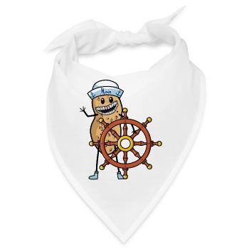 Erdnuss Steuermann Seemann Steuerrad Maritim - Bandana - Weiß - Vorne