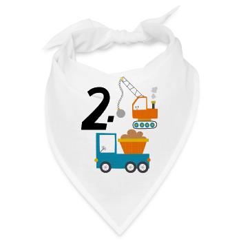 Kindergeburtstag Geburtstag 2 Jahre Baumaschinen - Bandana - Weiß - Vorne