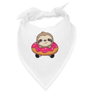 Süßes Faultier Faultiere Laib Donut Streusel pink - Bandana - Weiß - Vorne