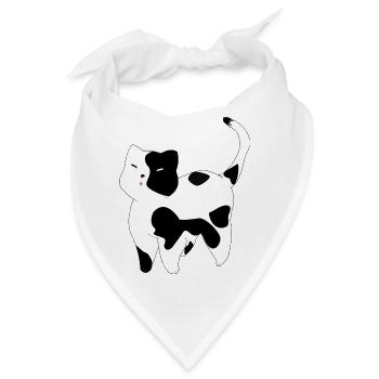 Katze schwarz weiß Cat Katzenliebhaber Geschenk - Bandana - Weiß - Vorne