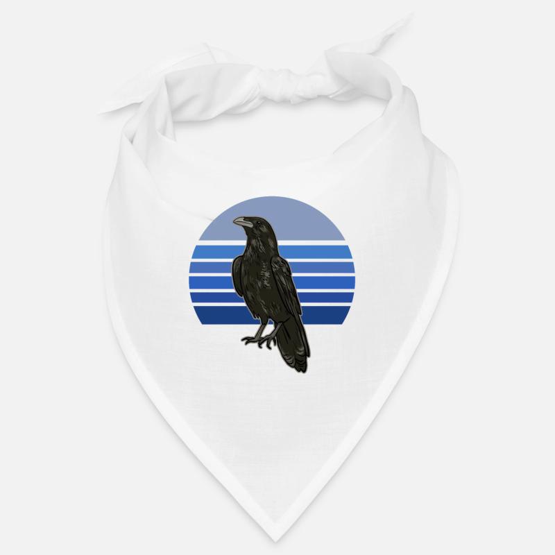 Crow Blue Retro - Bandana - Weiß