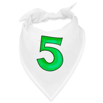 Ziffer 5 in grün - Bandana - Weiß - Vorne