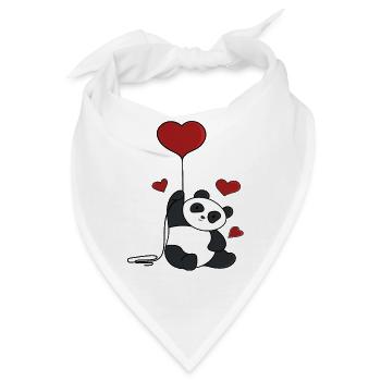 Panda Herz - Bandana - Weiß - Vorne