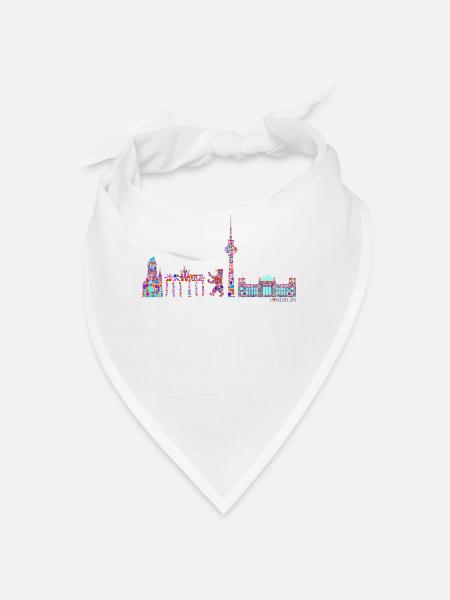 Berlin T-Shirt - Berlin Skyline Shirt - I Love - Bandana - white - Front