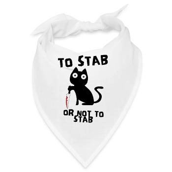 Stab stab Mörderische Katze mit Messer Meme Kater - Bandana - Weiß - Vorne