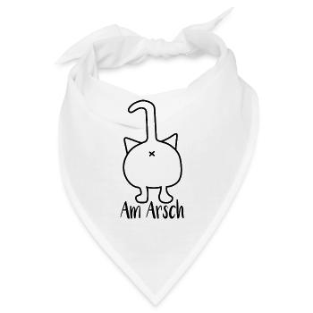 Katze von hinten - Bandana - Weiß - Vorne