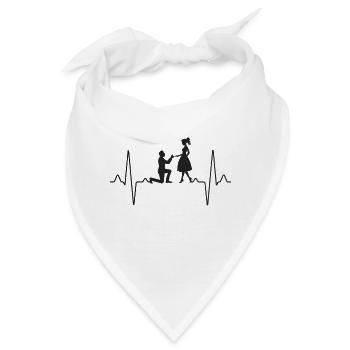 Heiratsantrag Herzschlag - Bandana - Weiß - Vorne