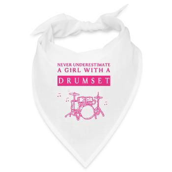 Underestimated Drumset Girl - Bandana - Weiß - Vorne