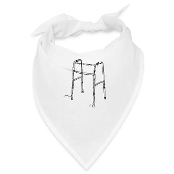 Gehhilfe Rentner - one line drawing - Bandana - Weiß - Vorne