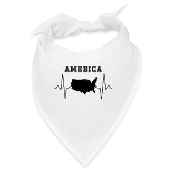 Amerika Herzschlag - Bandana - Weiß - Vorne