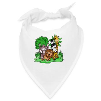 Dschungel Tiere Niedlich - Bandana - Weiß - Vorne