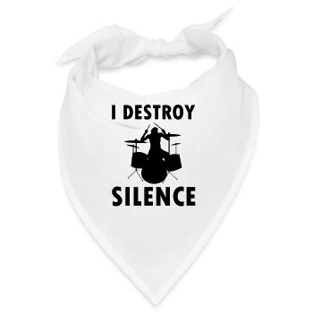 I Destroy Silence - Schlagzeuger Geschenk Drummer - Bandana - Weiß - Vorne