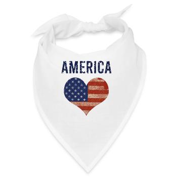 Amerika Herz - Bandana - Weiß - Vorne