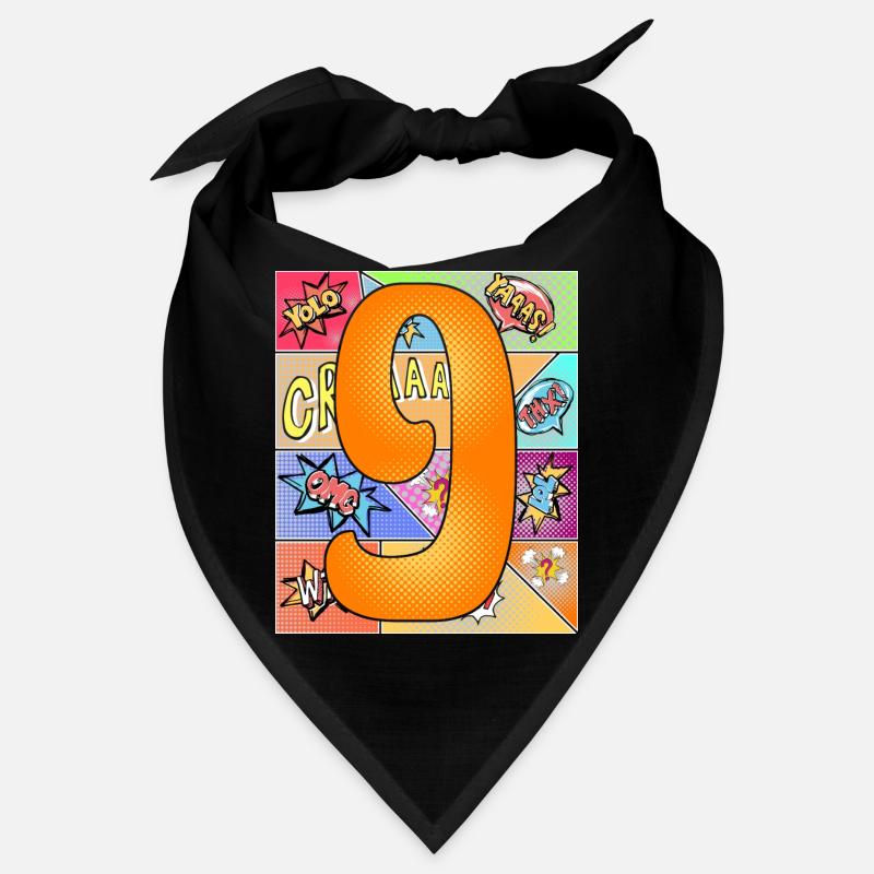 9 Years 9th Birthday 9th Birthday Comic Style Bandana