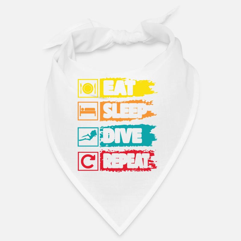 Eat sleep Dive répéter la plongée sous-marine - Bandana - blanc